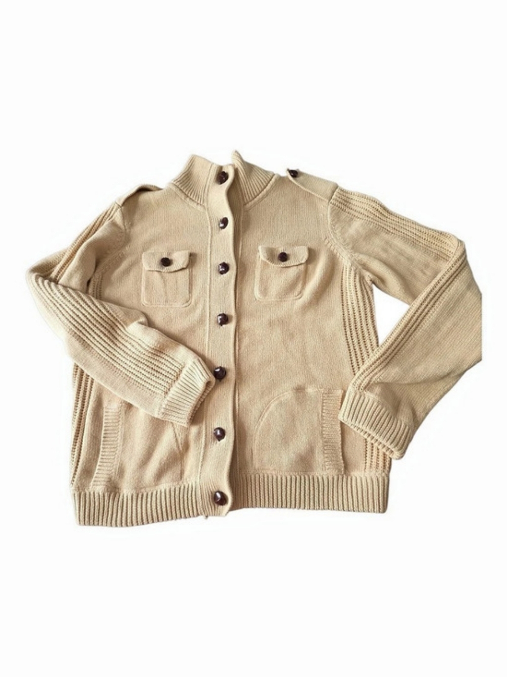 VTG Lauren Ralph Lauren Cotton Cardigan Beige Size X Large